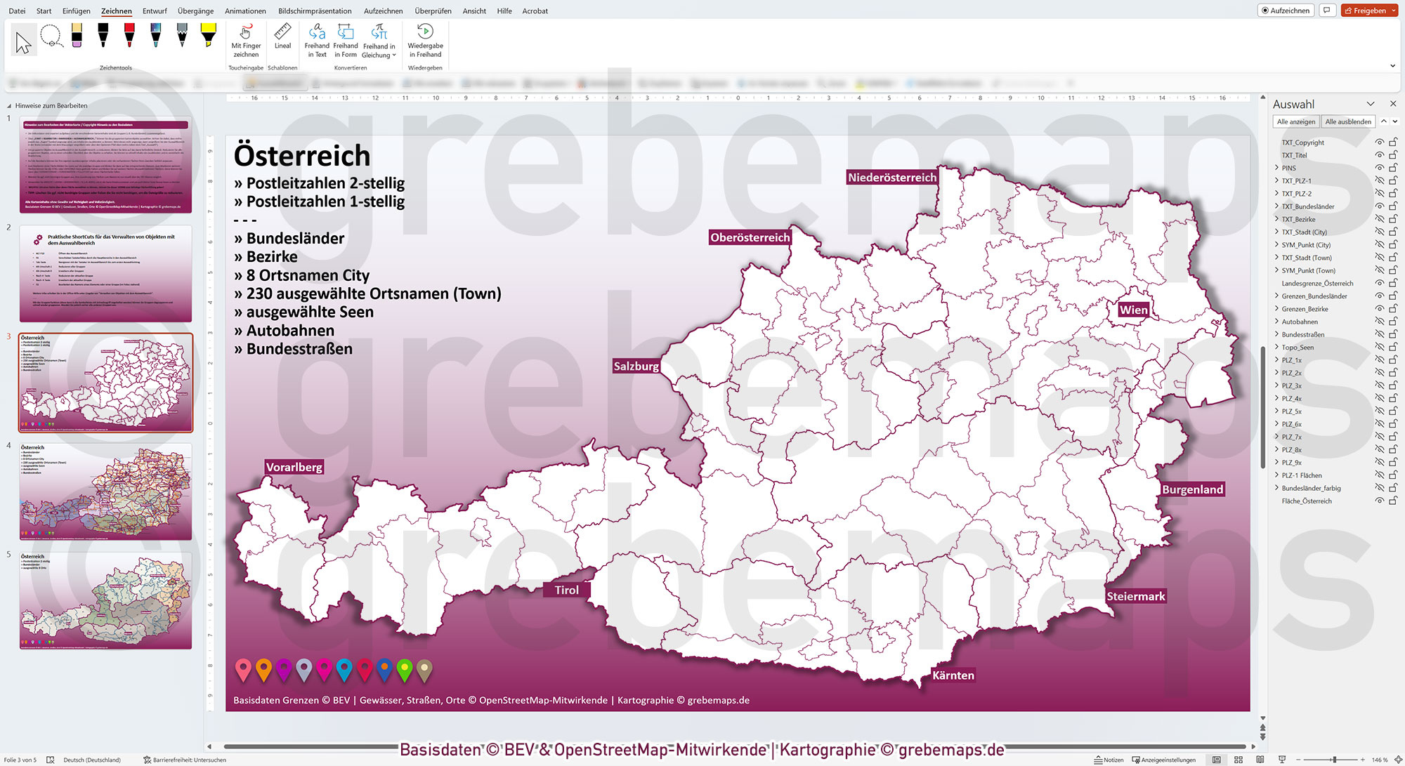 PowerPoint-Karte Österreich Austria Postleitzahlen PLZ-2 + Bezirke + Bundesländer Vektorkarte [Digital] – Bild 13