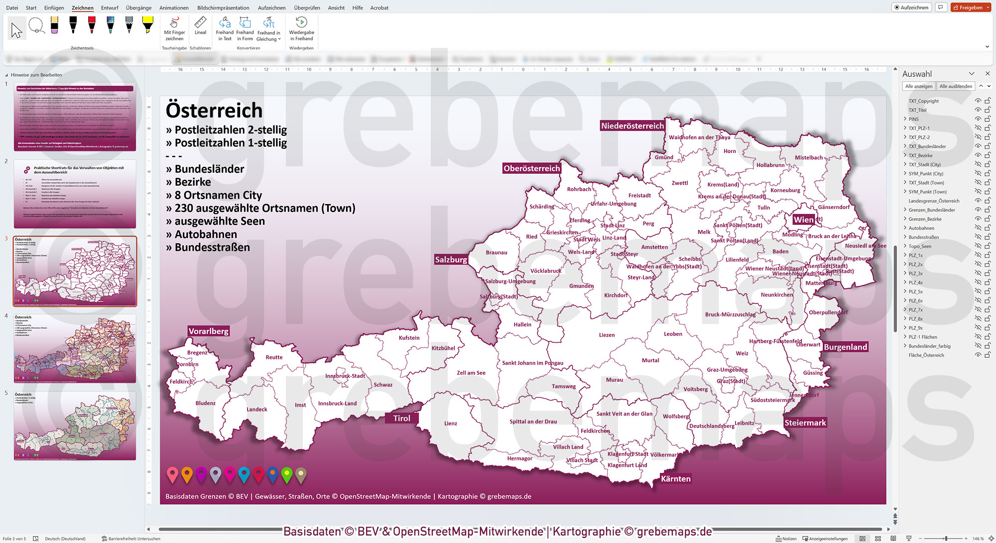 PowerPoint-Karte Österreich Austria Postleitzahlen PLZ-2 + Bezirke + Bundesländer Vektorkarte [Digital] – Bild 12