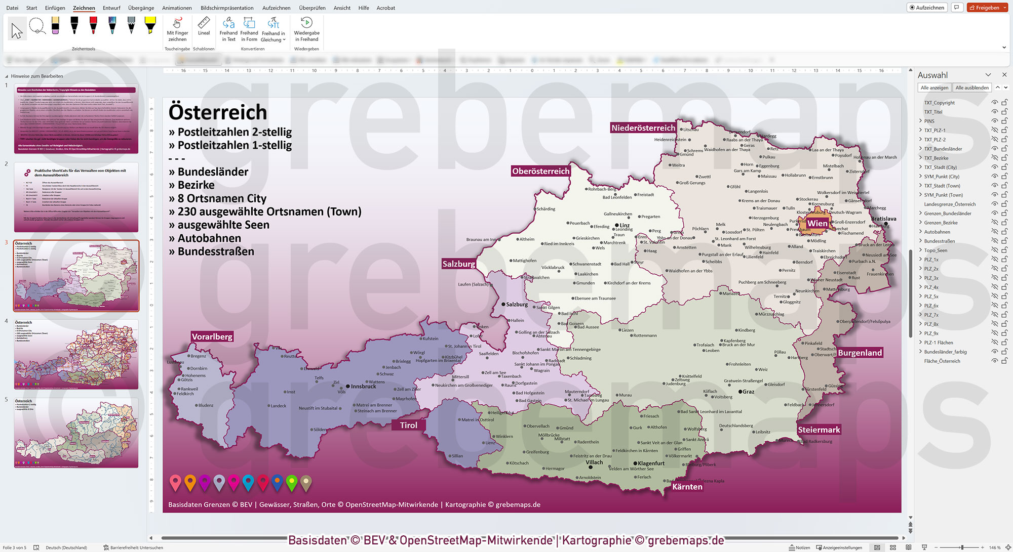 PowerPoint-Karte Österreich Austria Postleitzahlen PLZ-2 + Bezirke + Bundesländer Vektorkarte [Digital] – Bild 11
