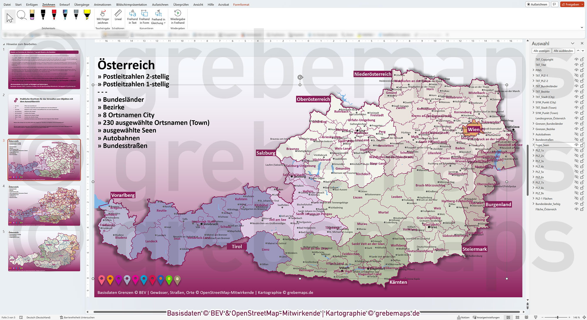 PowerPoint-Karte Österreich Austria Postleitzahlen PLZ-2 + Bezirke + Bundesländer Vektorkarte [Digital] – Bild 10