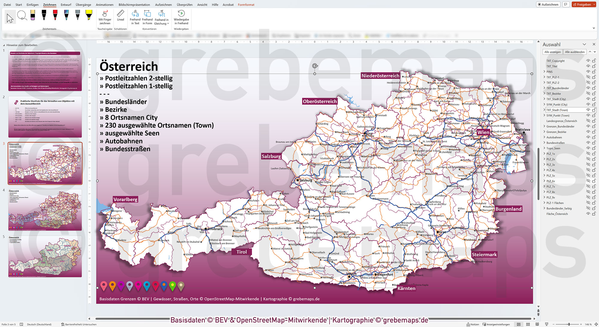 PowerPoint-Karte Österreich Austria Postleitzahlen PLZ-2 + Bezirke + Bundesländer Vektorkarte [Digital] – Bild 9