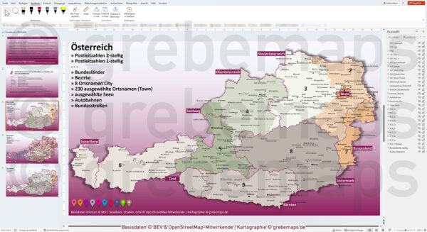 PowerPoint-Karte Österreich Austria Postleitzahlen PLZ-2 + Bezirke + Bundesländer Vektorkarte [Digital] – Bild 8