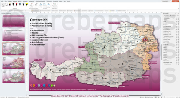 PowerPoint-Karte Österreich Austria Postleitzahlen PLZ-2 + Bezirke + Bundesländer Vektorkarte [Digital] – Bild 7