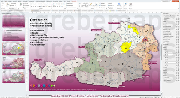 PowerPoint-Karte Österreich Austria Postleitzahlen PLZ-2 + Bezirke + Bundesländer Vektorkarte [Digital] – Bild 5