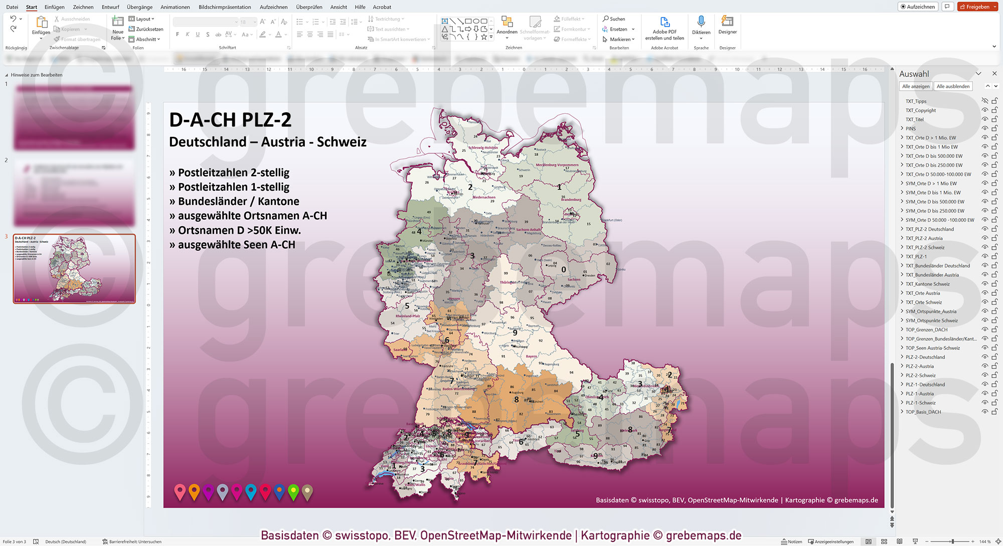 PowerPoint-Karte D-A-CH Postleitzahlen PLZ-2 Deutschland Austria-Österreich Schweiz Vektorkarte [Digital] – Bild 16