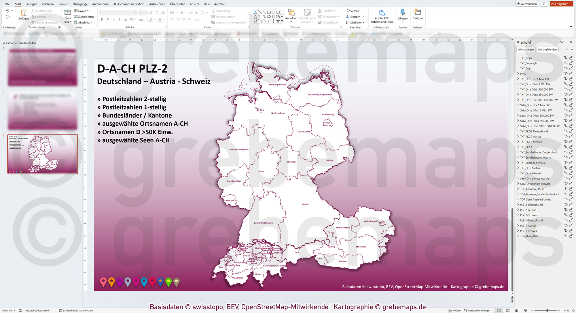 PowerPoint-Karte D-A-CH Postleitzahlen PLZ-2 Deutschland Austria-Österreich Schweiz Vektorkarte [Digital] – Bild 14
