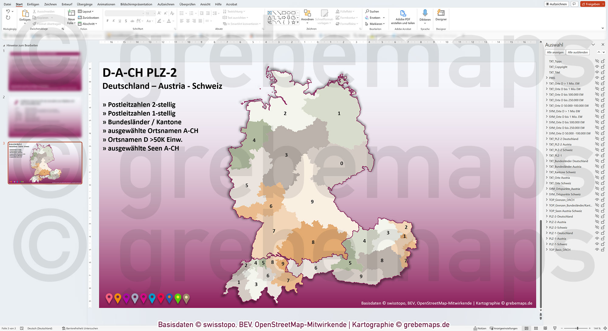 PowerPoint-Karte D-A-CH Postleitzahlen PLZ-2 Deutschland Austria-Österreich Schweiz Vektorkarte [Digital] – Bild 13