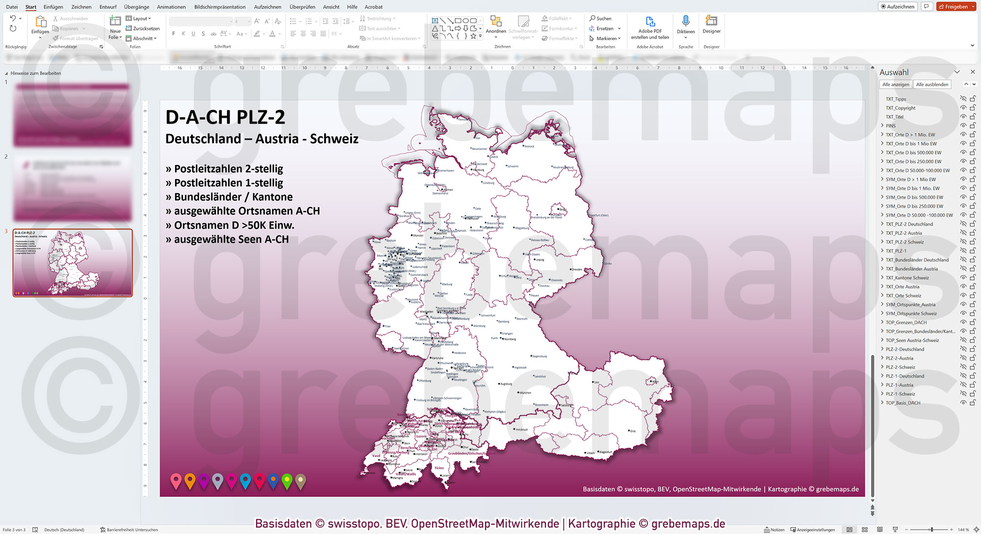 PowerPoint-Karte D-A-CH Postleitzahlen PLZ-2 Deutschland Austria-Österreich Schweiz Vektorkarte [Digital] – Bild 12