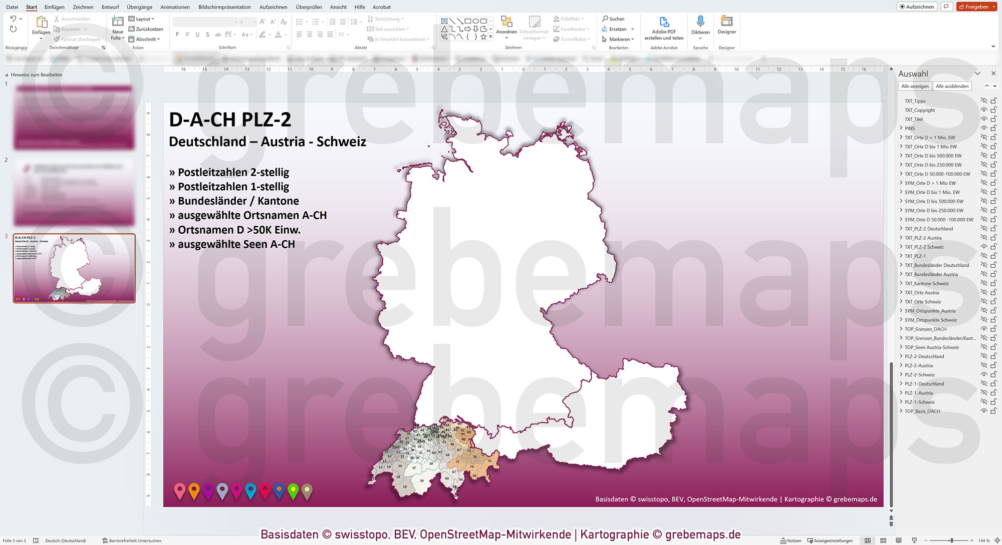 PowerPoint-Karte D-A-CH Postleitzahlen PLZ-2 Deutschland Austria-Österreich Schweiz Vektorkarte [Digital] – Bild 11