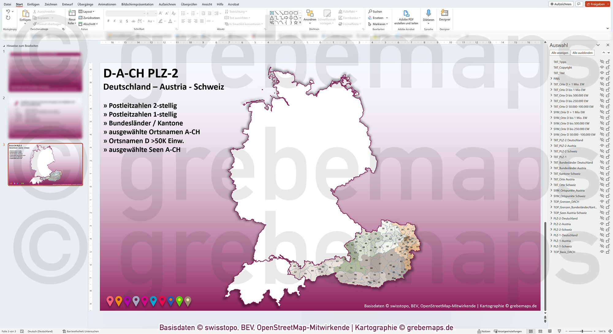 PowerPoint-Karte D-A-CH Postleitzahlen PLZ-2 Deutschland Austria-Österreich Schweiz Vektorkarte [Digital] – Bild 10