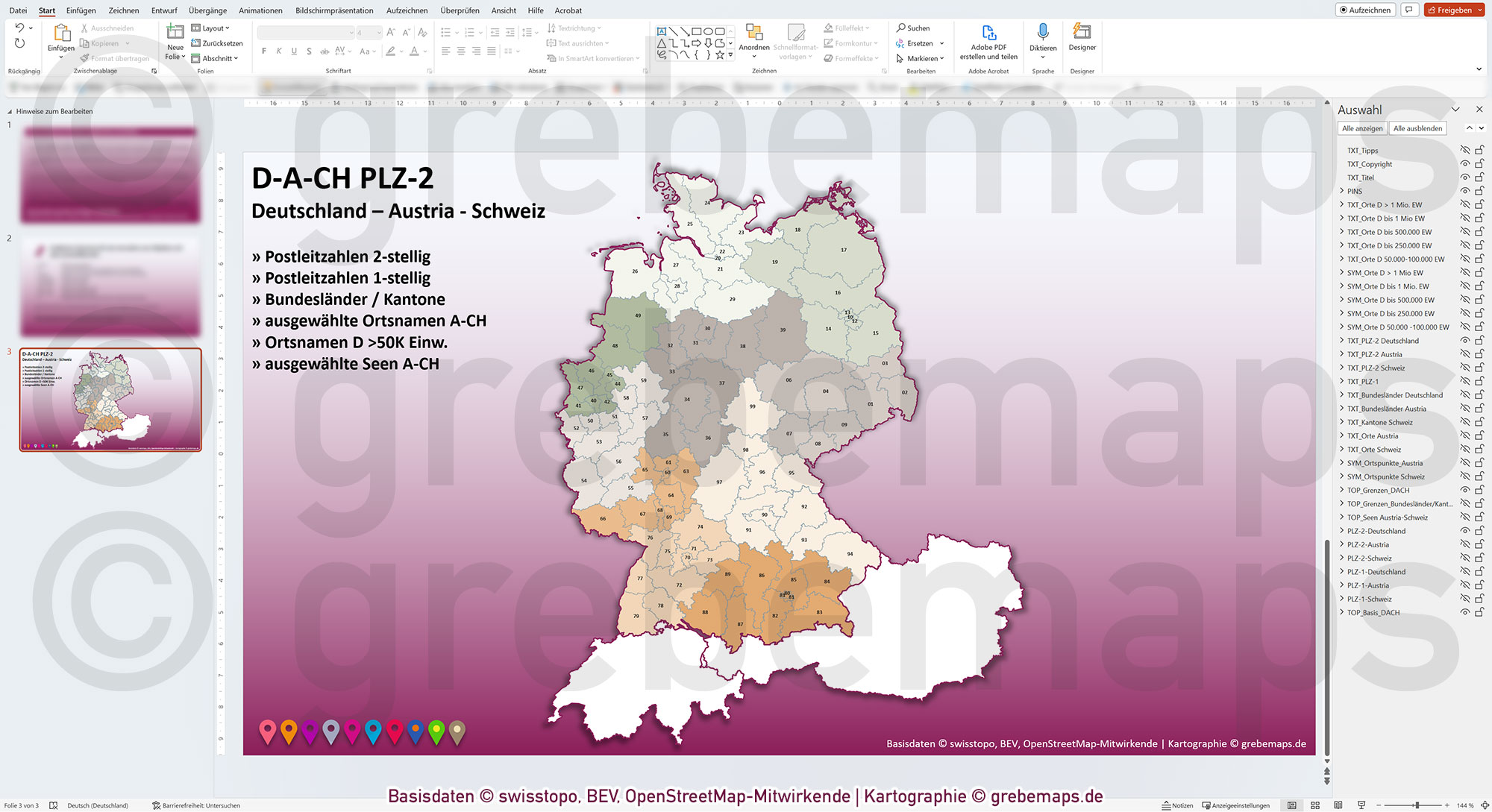 PowerPoint-Karte D-A-CH Postleitzahlen PLZ-2 Deutschland Austria-Österreich Schweiz Vektorkarte [Digital] – Bild 9