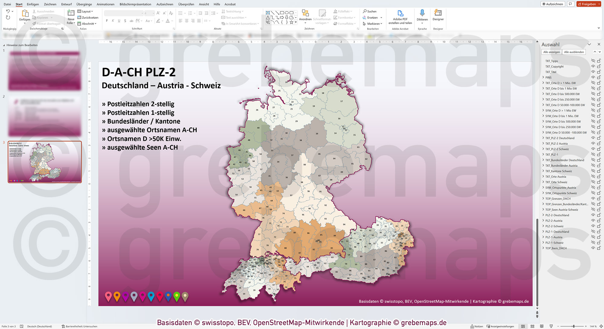 PowerPoint-Karte D-A-CH Postleitzahlen PLZ-2 Deutschland Austria-Österreich Schweiz Vektorkarte [Digital] – Bild 8
