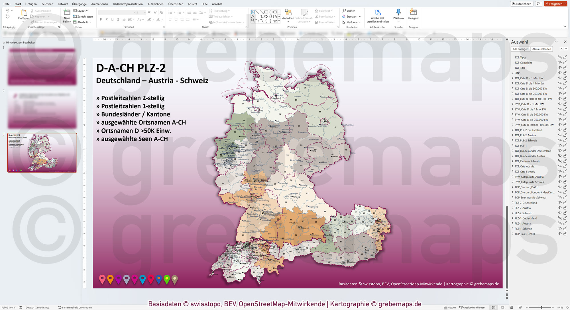 PowerPoint-Karte D-A-CH Postleitzahlen PLZ-2 Deutschland Austria-Österreich Schweiz Vektorkarte [Digital] – Bild 7