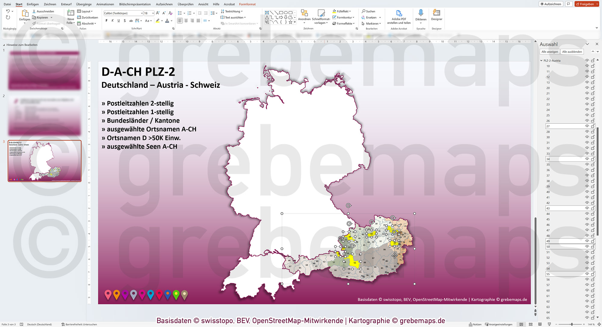 PowerPoint-Karte D-A-CH Postleitzahlen PLZ-2 Deutschland Austria-Österreich Schweiz Vektorkarte [Digital] – Bild 6