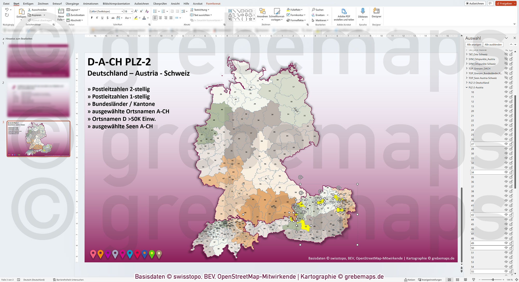 PowerPoint-Karte D-A-CH Postleitzahlen PLZ-2 Deutschland Austria-Österreich Schweiz Vektorkarte [Digital] – Bild 5