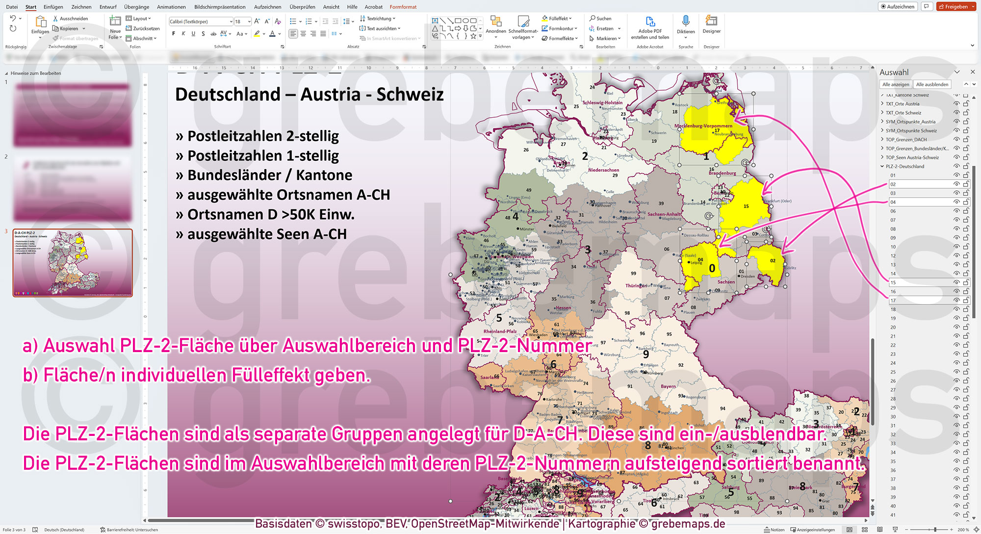 PowerPoint-Karte D-A-CH Postleitzahlen PLZ-2 Deutschland Austria-Österreich Schweiz Vektorkarte [Digital] – Bild 4