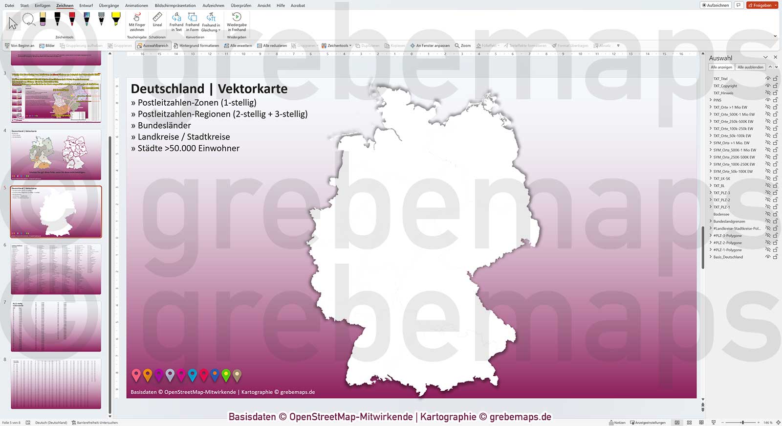 PowerPoint-Karte Deutschland Postleitzahlen PLZ-1-2-3 Bundesländer Landkreise Städte>50K Vektorkarte [Digital] – Bild 17