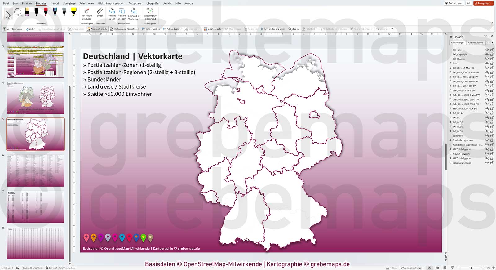 PowerPoint-Karte Deutschland Postleitzahlen PLZ-1-2-3 Bundesländer Landkreise Städte>50K Vektorkarte [Digital] – Bild 16