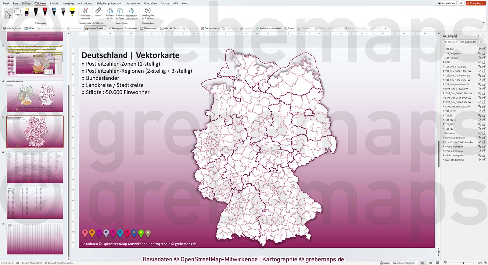 PowerPoint-Karte Deutschland Postleitzahlen PLZ-1-2-3 Bundesländer Landkreise Städte>50K Vektorkarte [Digital] – Bild 15
