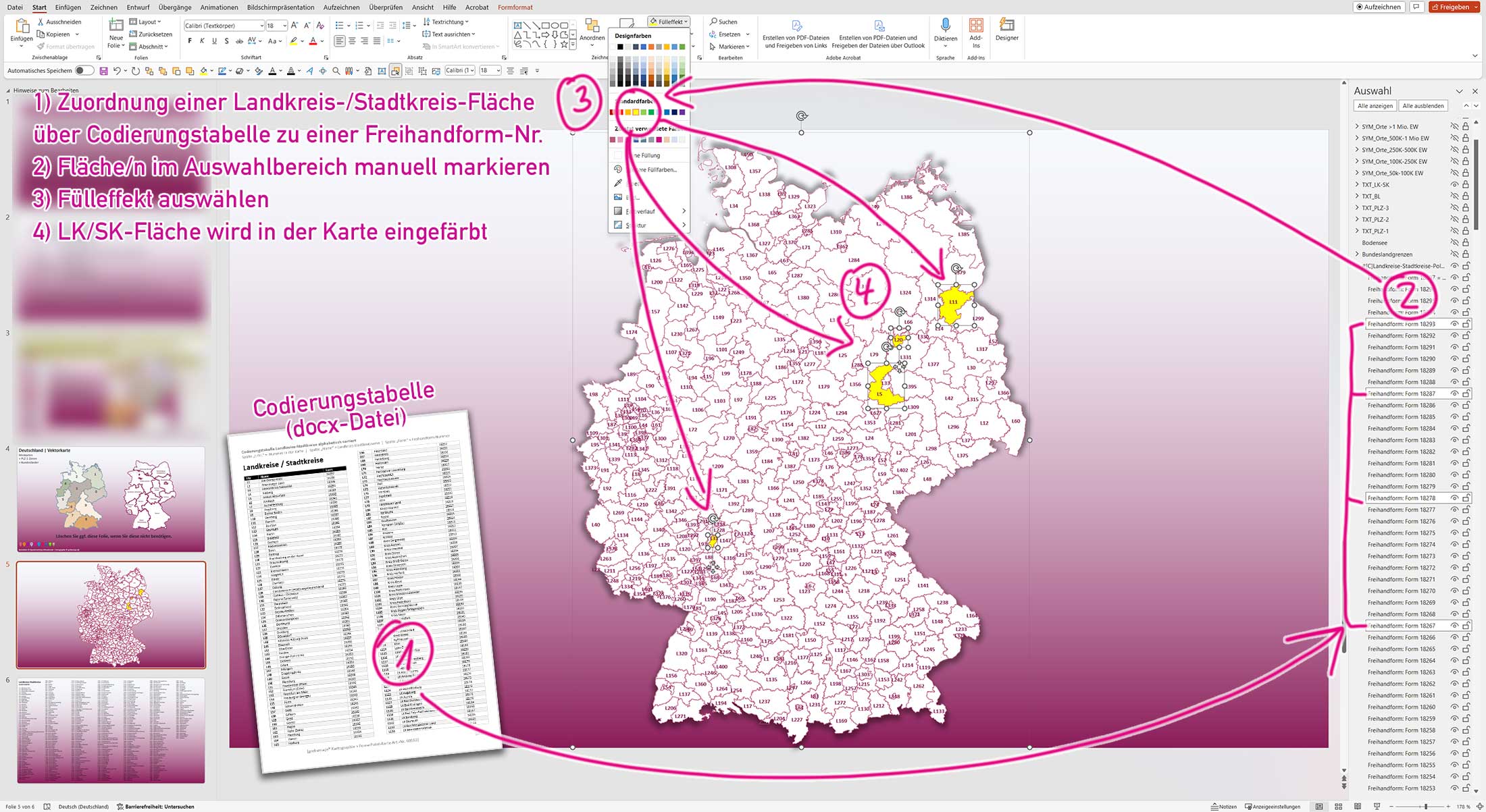 PowerPoint-Karte Deutschland Postleitzahlen PLZ-1-2-3 Bundesländer Landkreise Städte>50K Vektorkarte [Digital] – Bild 6