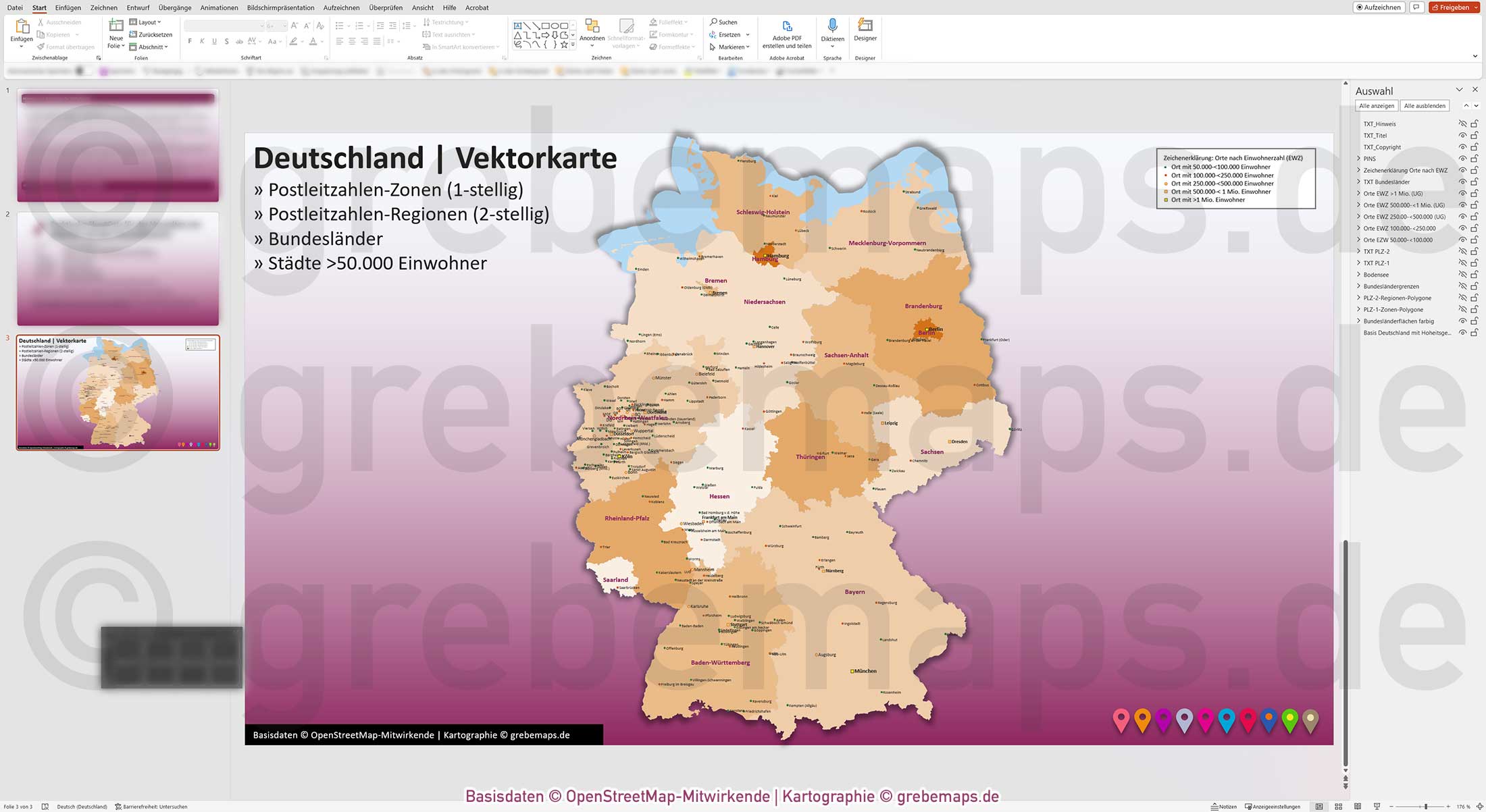 PowerPoint-Karte Deutschland Postleitzahlen PLZ-1-2 Bundesländer Städte>50K Vektorkarte [Digital] – Bild 8