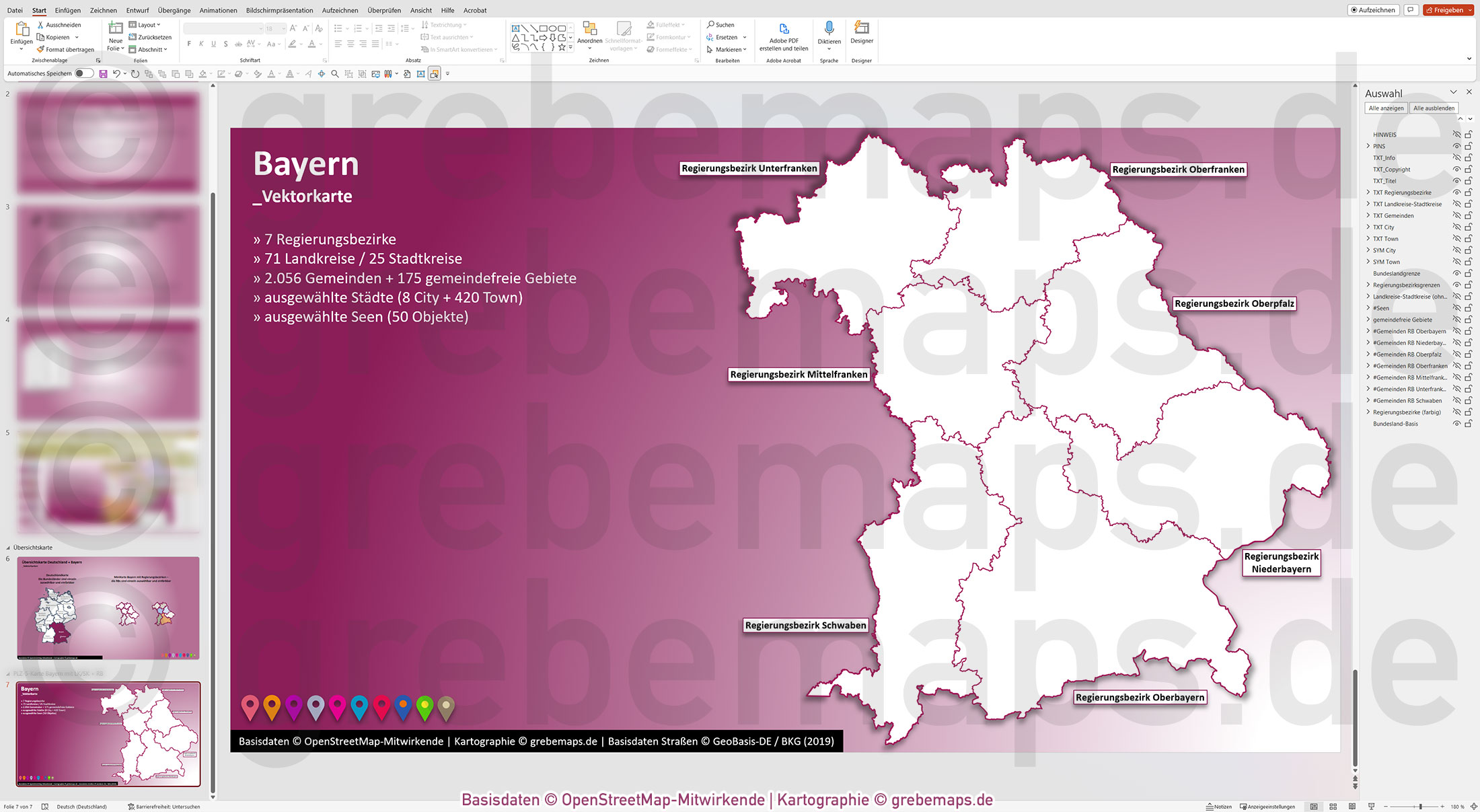 PowerPoint-Karte Bayern Gemeinden Landkreise Regierungsbezirke einfärbbar bearbeitbar download - mit Deutschlandkarte [Digital] – Bild 20