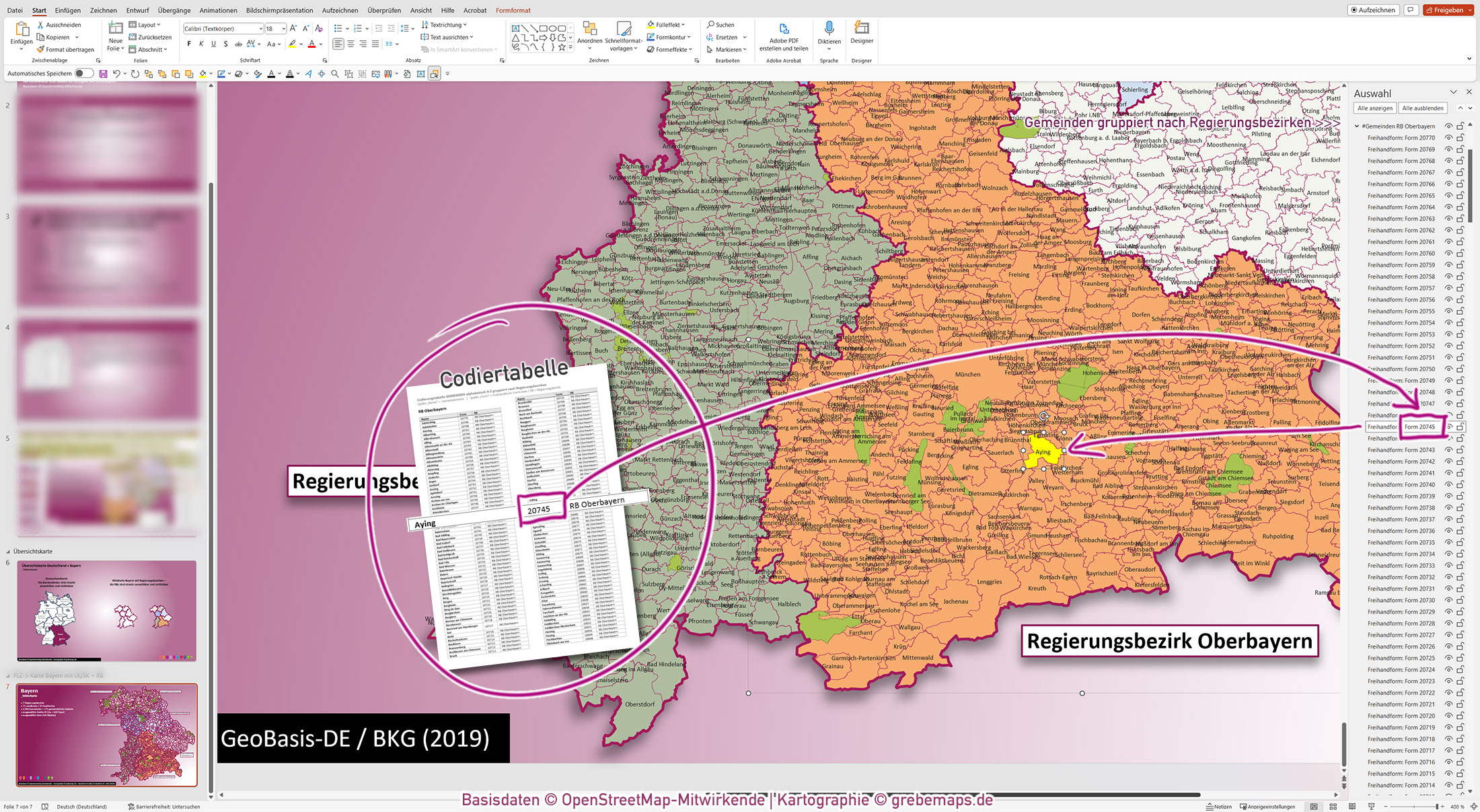 PowerPoint-Karte Bayern Gemeinden Landkreise Regierungsbezirke einfärbbar bearbeitbar download - mit Deutschlandkarte [Digital] – Bild 3