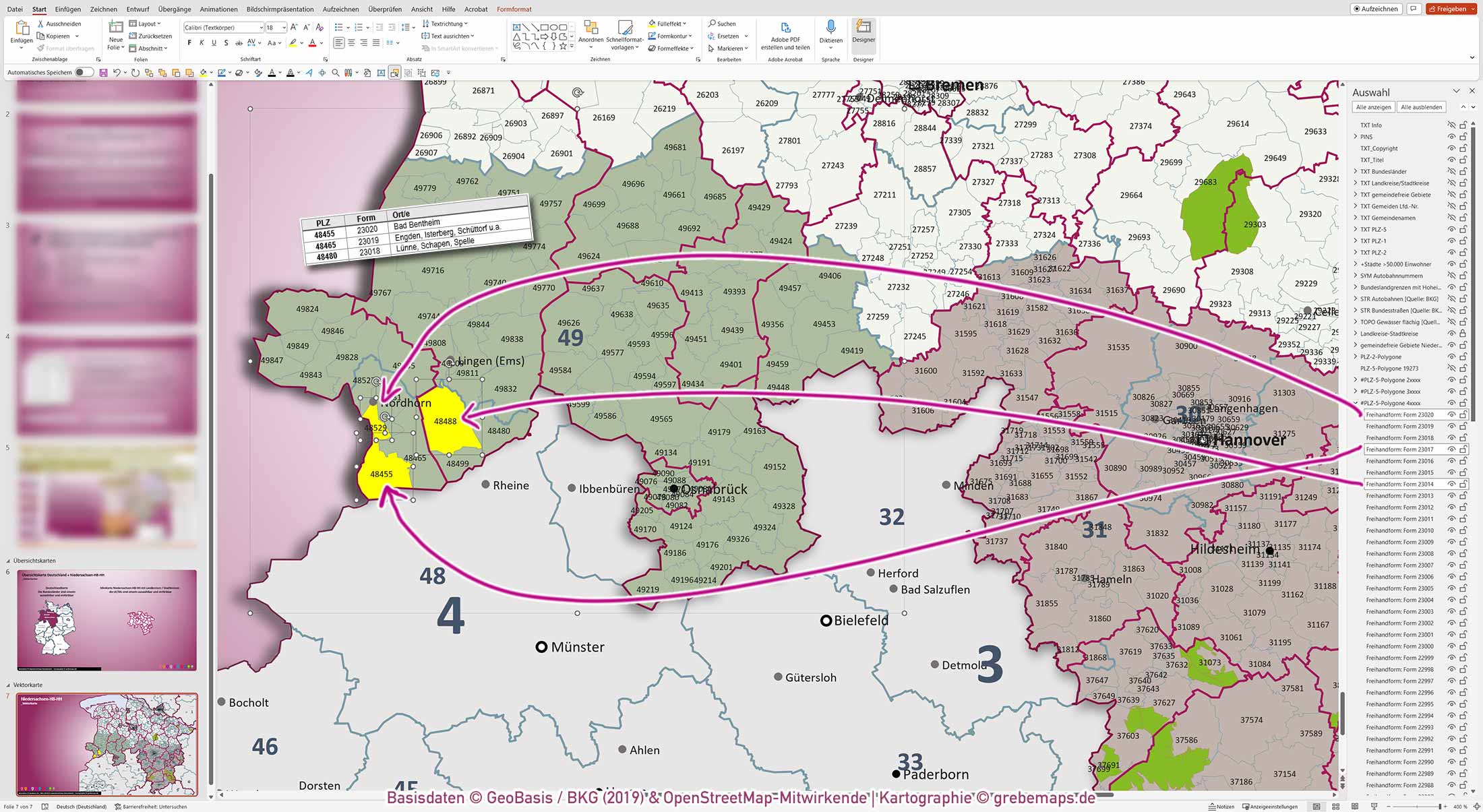 PowerPoint-Karte Niedersachsen Bremen Hamburg Postleitzahlen PLZ 5-stellig Gemeinden Landkreise Autobahnen einfärbbar bearbeitbar download - mit Deutschlandkarte (V2) [Digital] – Bild 6