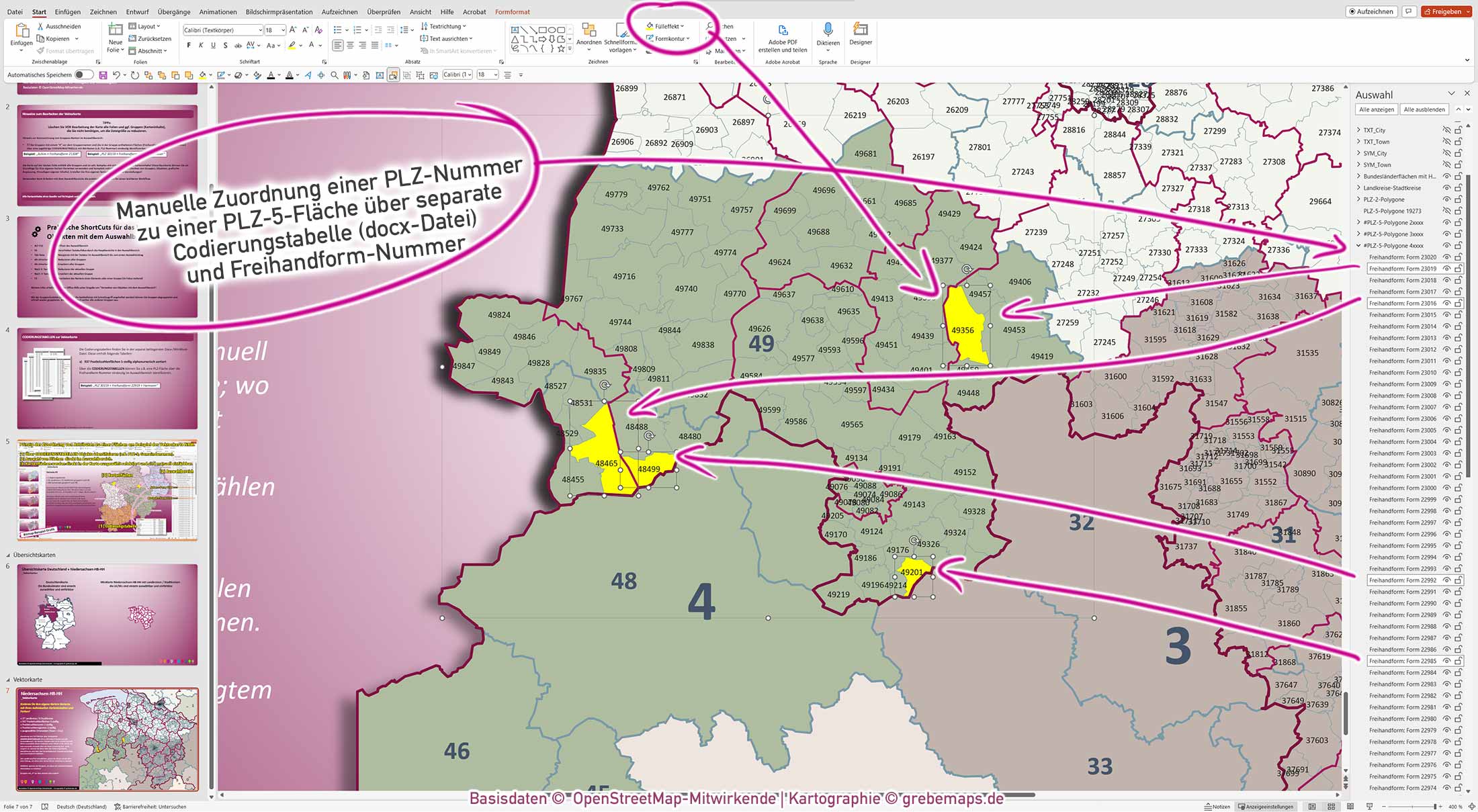 PowerPoint-Karte Niedersachsen Bremen Hamburg Postleitzahlen PLZ 1-2-5-stellig Landkreise einfärbbar bearbeitbar download - mit Deutschlandkarte [Digital] – Bild 4