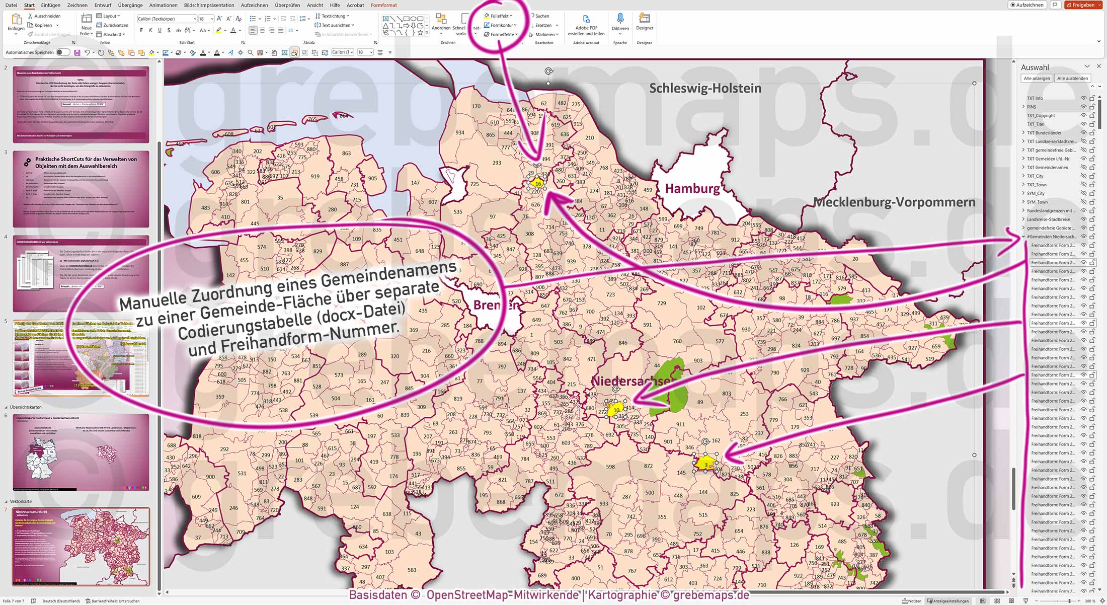 PowerPoint-Karte Niedersachsen Bremen Hamburg Gemeinden Landkreise einfärbbar bearbeitbar download - mit Deutschlandkarte [Digital] – Bild 5