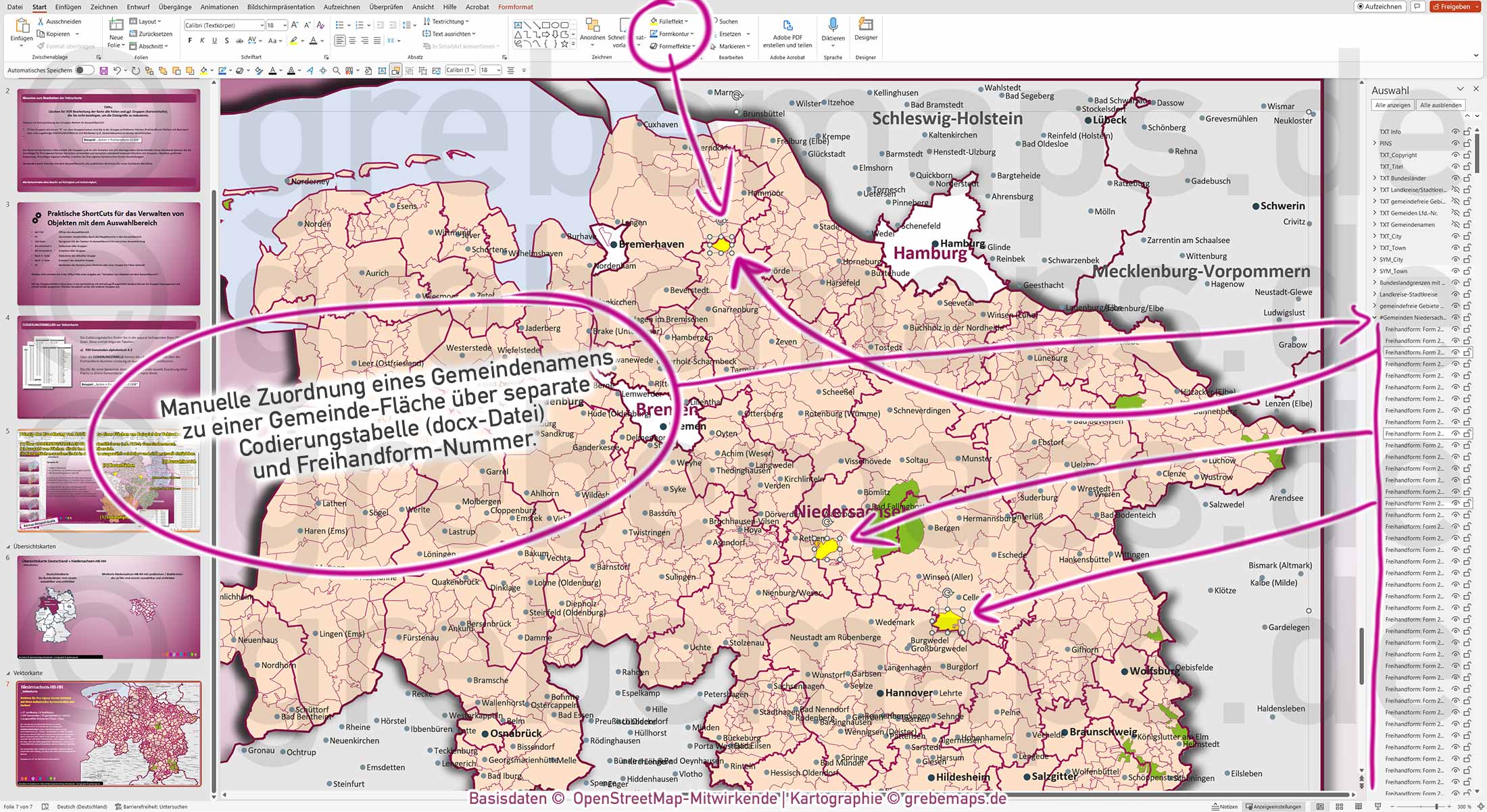 PowerPoint-Karte Niedersachsen Bremen Hamburg Gemeinden Landkreise einfärbbar bearbeitbar download - mit Deutschlandkarte [Digital] – Bild 4