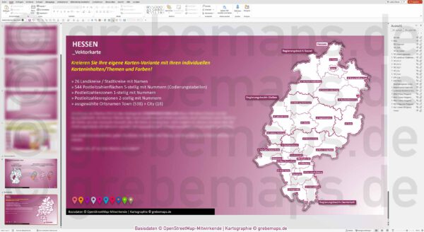 PowerPoint-Karte Hessen Postleitzahlen PLZ 1-2-5-stellig Landkreise einfärbbar bearbeitbar download - mit Deutschlandkarte [Digital] – Bild 12