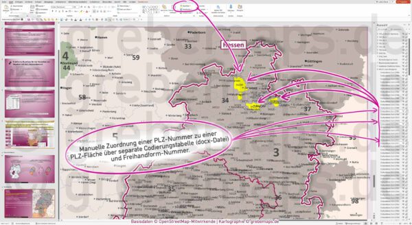 PowerPoint-Karte Hessen Postleitzahlen PLZ 1-2-5-stellig Landkreise einfärbbar bearbeitbar download - mit Deutschlandkarte [Digital] – Bild 5