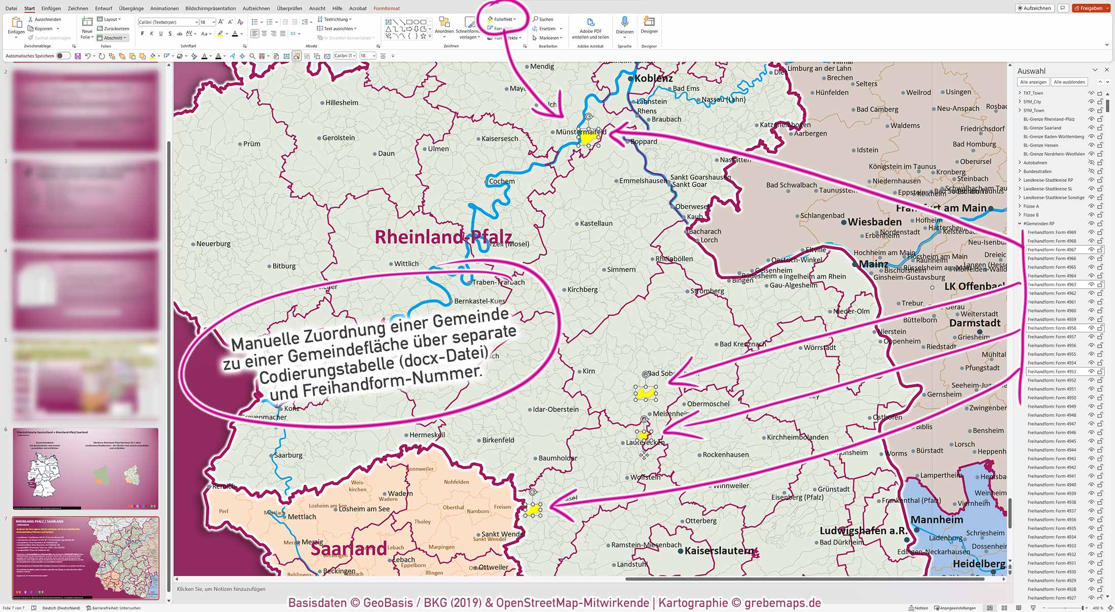 PowerPoint-Karte Rheinland-Pfalz / Saarland Gemeinden Landkreise einfärbbar bearbeitbar download - mit Deutschlandkarte (V2) mit Verbandsgemeinden Rheinland-Pfalz [Digital] – Bild 6