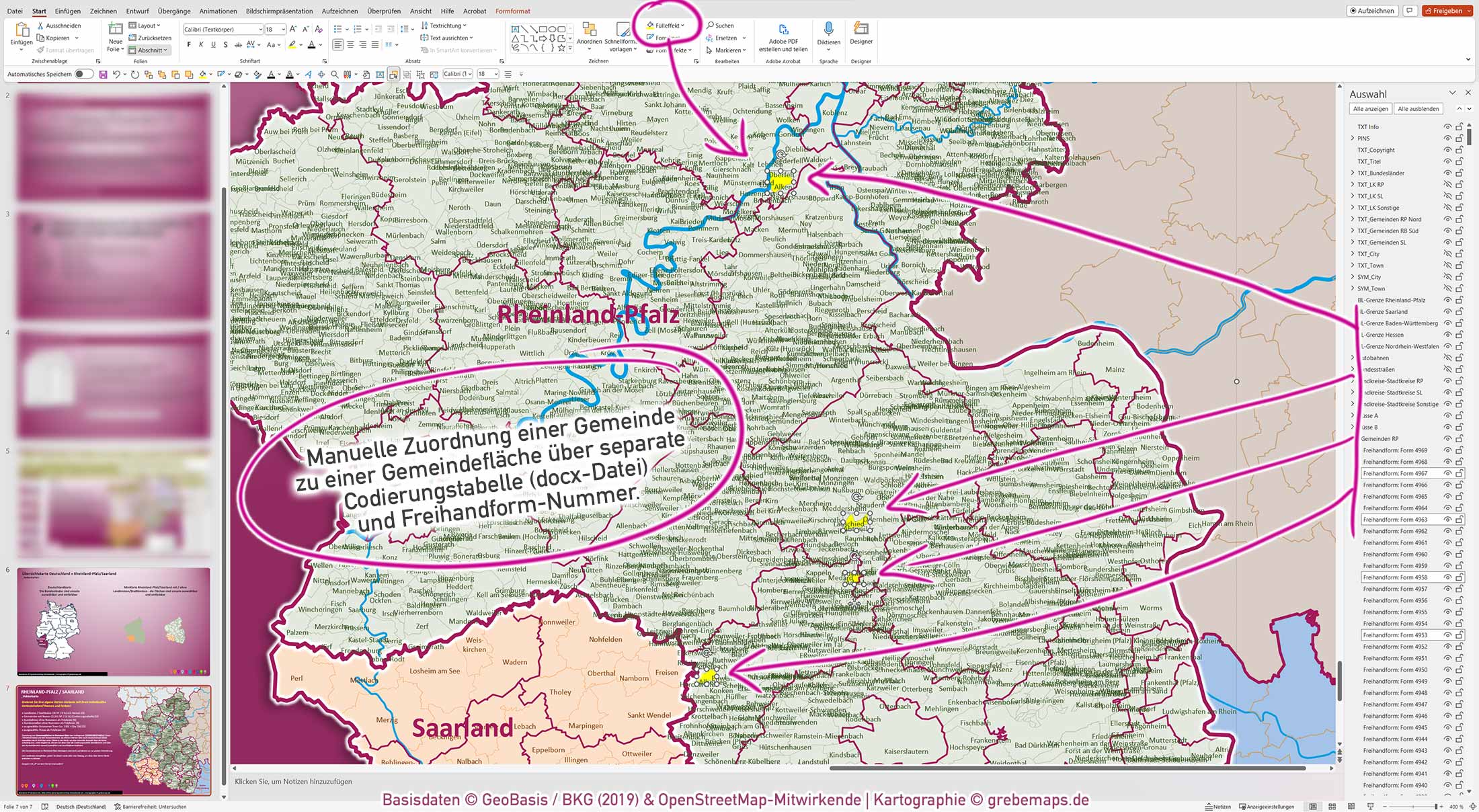 PowerPoint-Karte Rheinland-Pfalz / Saarland Gemeinden Landkreise einfärbbar bearbeitbar download - mit Deutschlandkarte (V2) mit Verbandsgemeinden Rheinland-Pfalz [Digital] – Bild 7