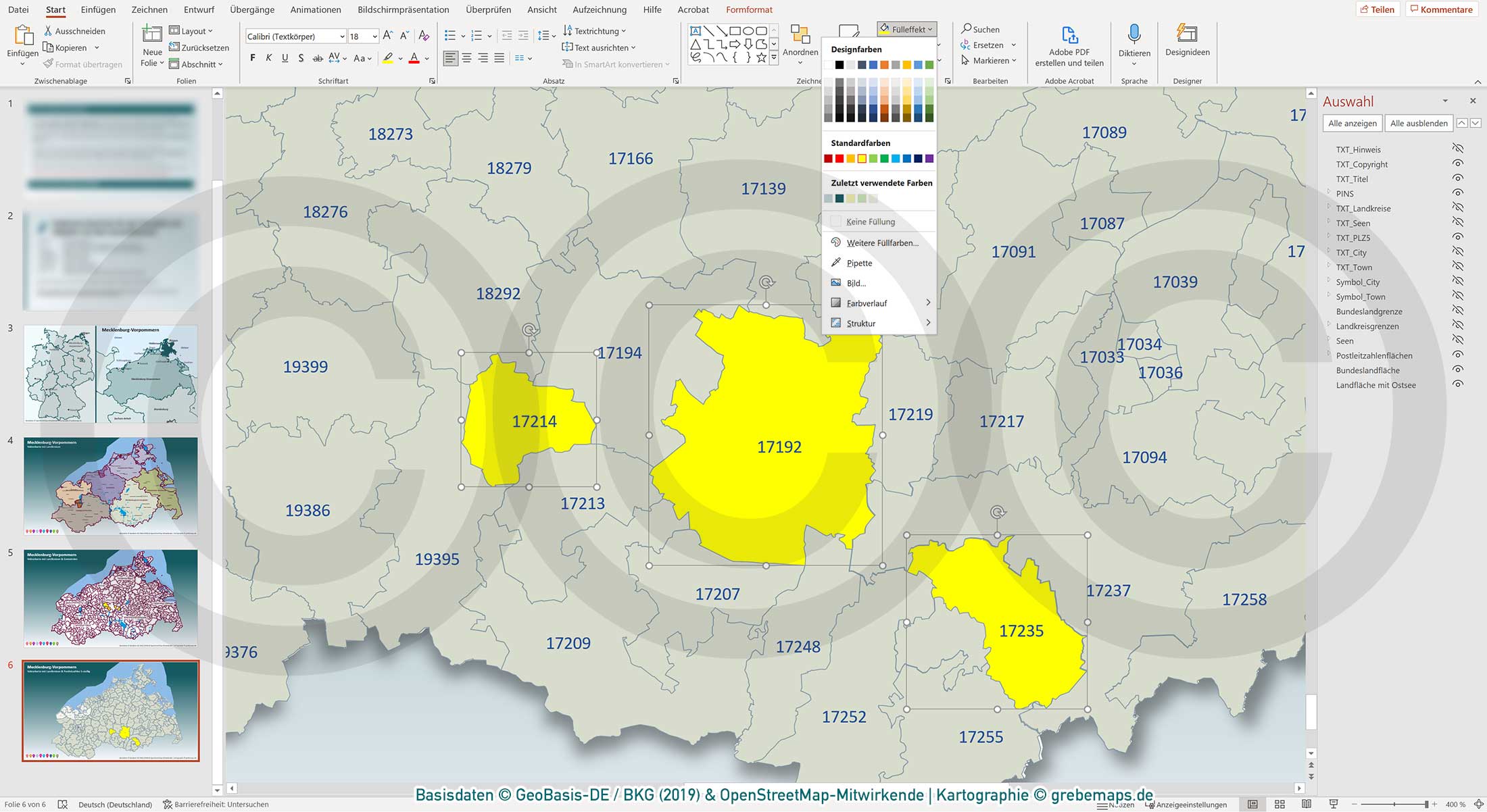 PowerPoint-Karte Mecklenburg-Vorpommern Gemeinden Landkreise Postleitzahlen PLZ-5 / Basiskarte Meck-Pom MV aus Vektordaten einfärbbar bearbeitbar – mit Deutschlandkarte [Digital] – Bild 5