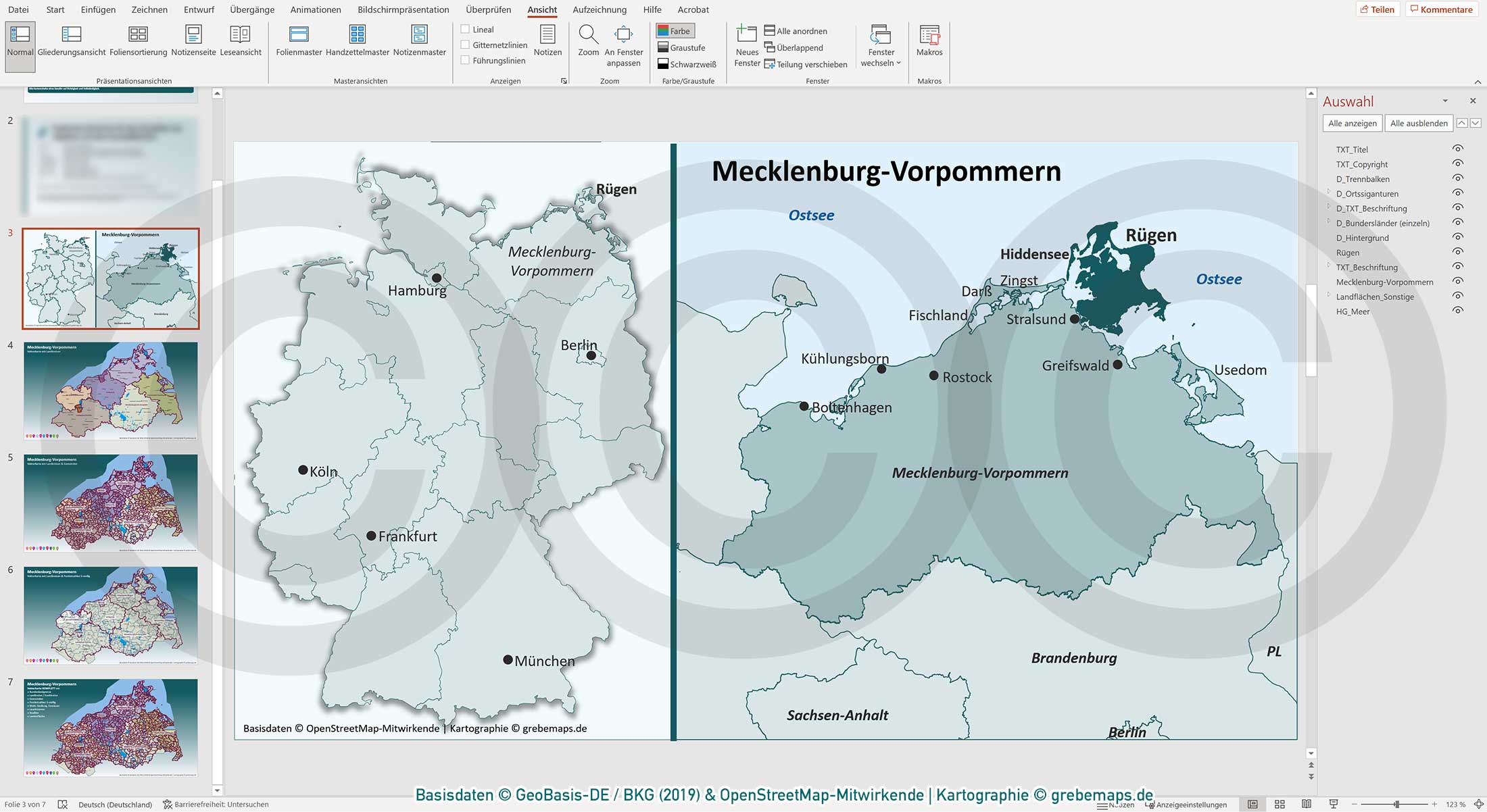 PowerPoint-Karte Mecklenburg-Vorpommern Gemeinden Landkreise Postleitzahlen PLZ-5 / Basiskarte Meck-Pom MV aus Vektordaten einfärbbar bearbeitbar – mit Deutschlandkarte [Digital] – Bild 24