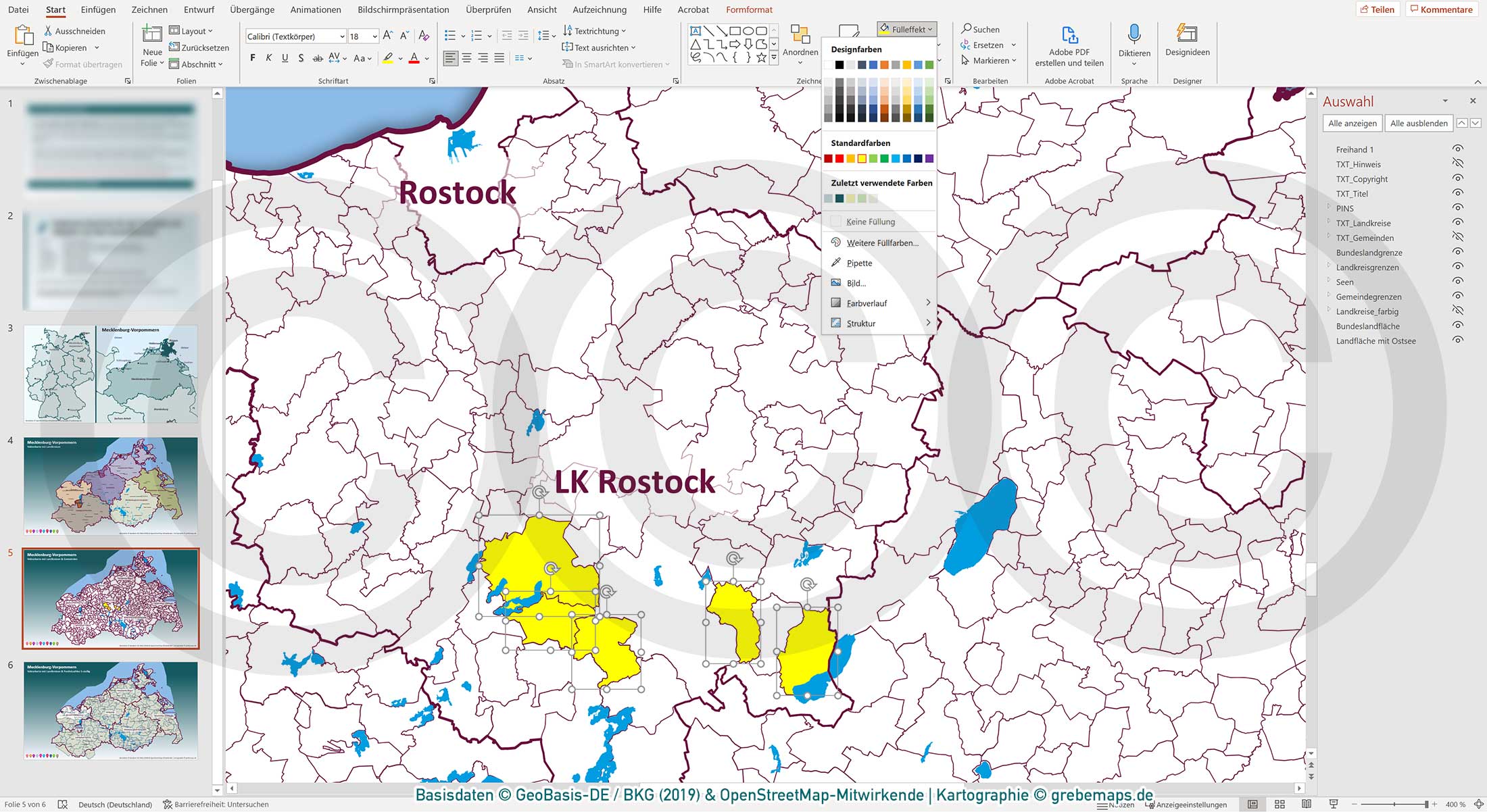 PowerPoint-Karte Mecklenburg-Vorpommern Gemeinden Landkreise Postleitzahlen PLZ-5 / Basiskarte Meck-Pom MV aus Vektordaten einfärbbar bearbeitbar – mit Deutschlandkarte [Digital] – Bild 3