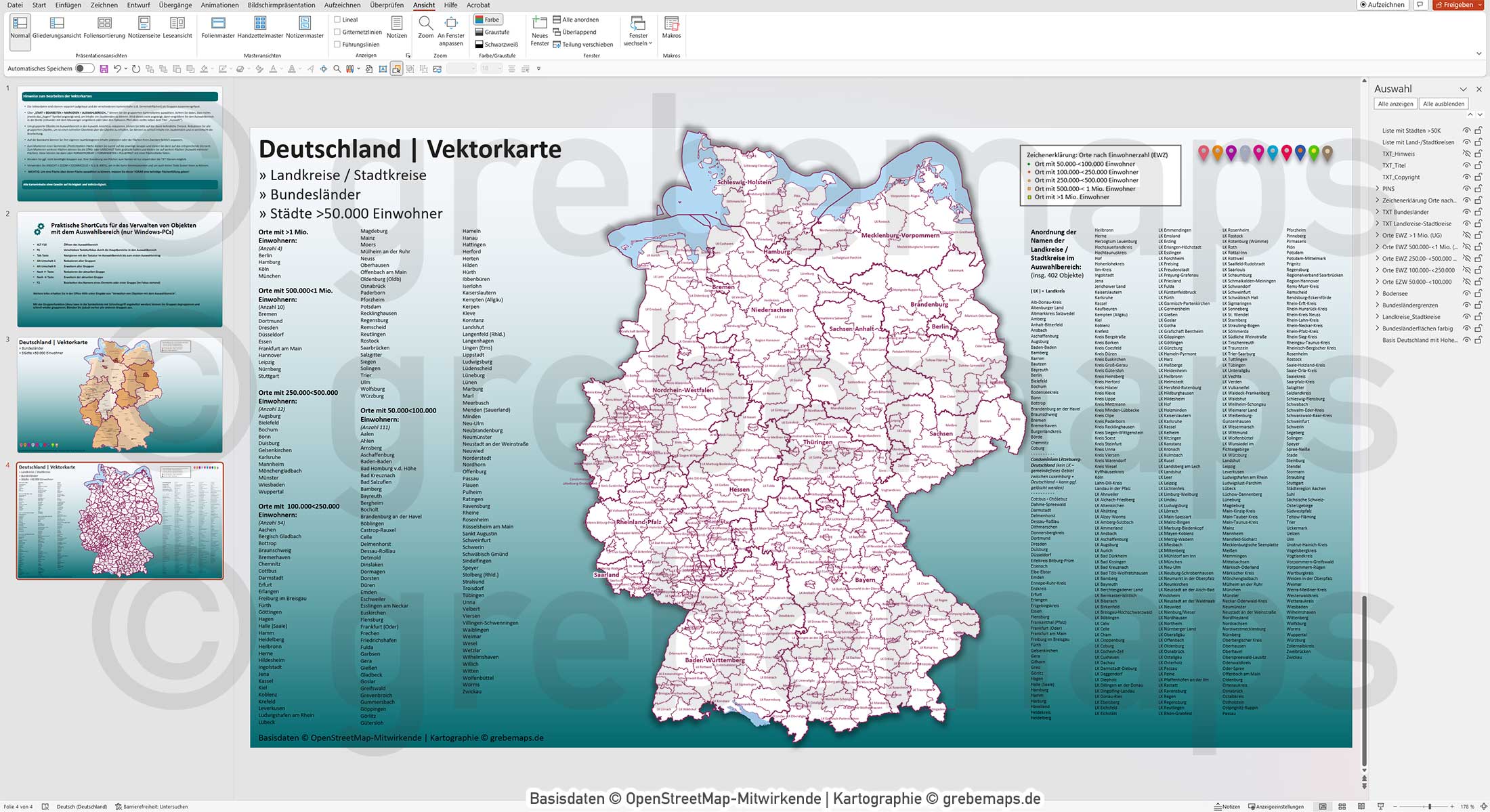PowerPoint-Karte Deutschland Landkreise Bundesländer Städte>50K Landkarte Vektorkarte (7 MB) – Bild 10