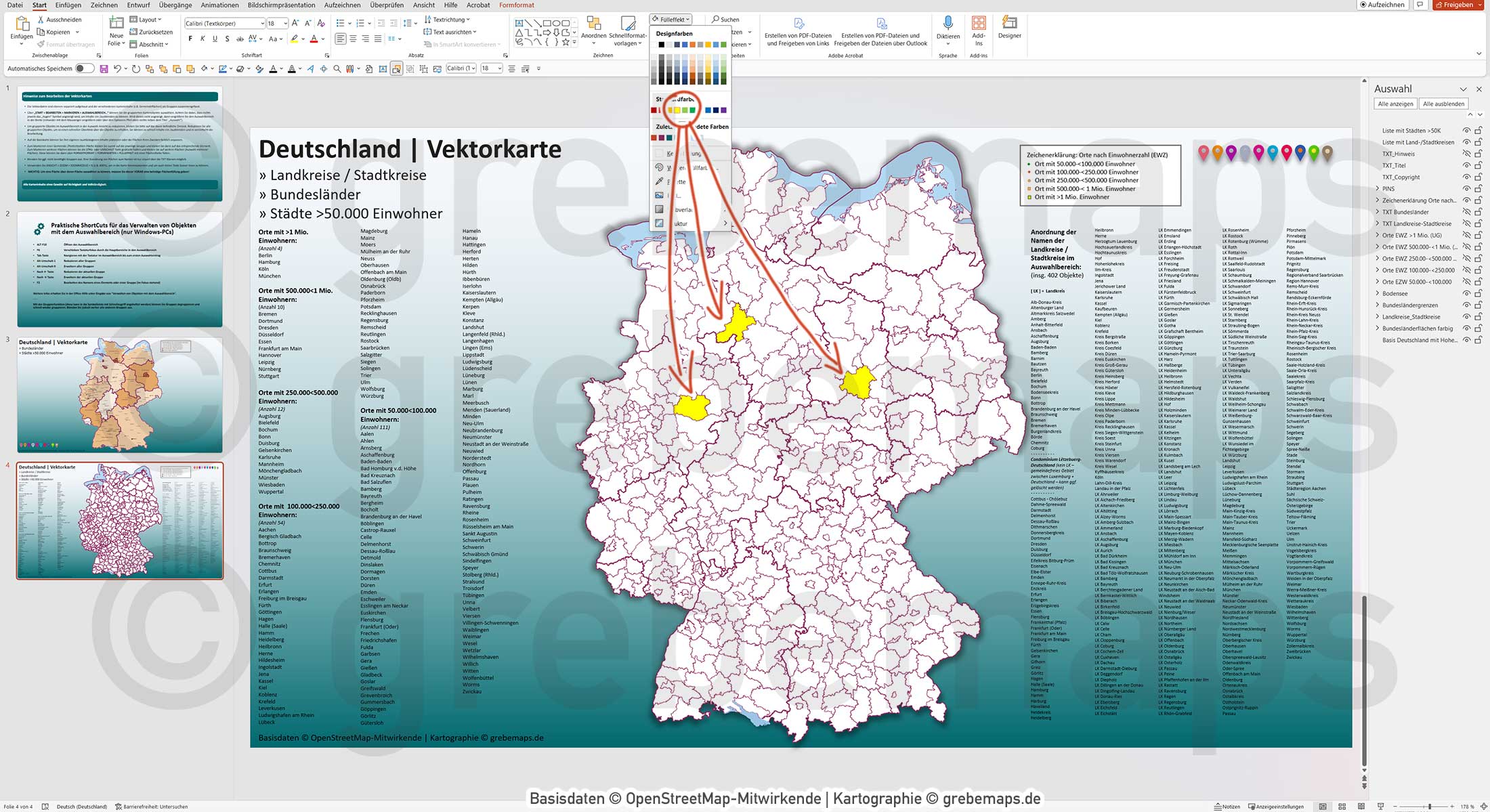 PowerPoint-Karte Deutschland Landkreise Bundesländer Städte>50K Landkarte Vektorkarte (7 MB) – Bild 5