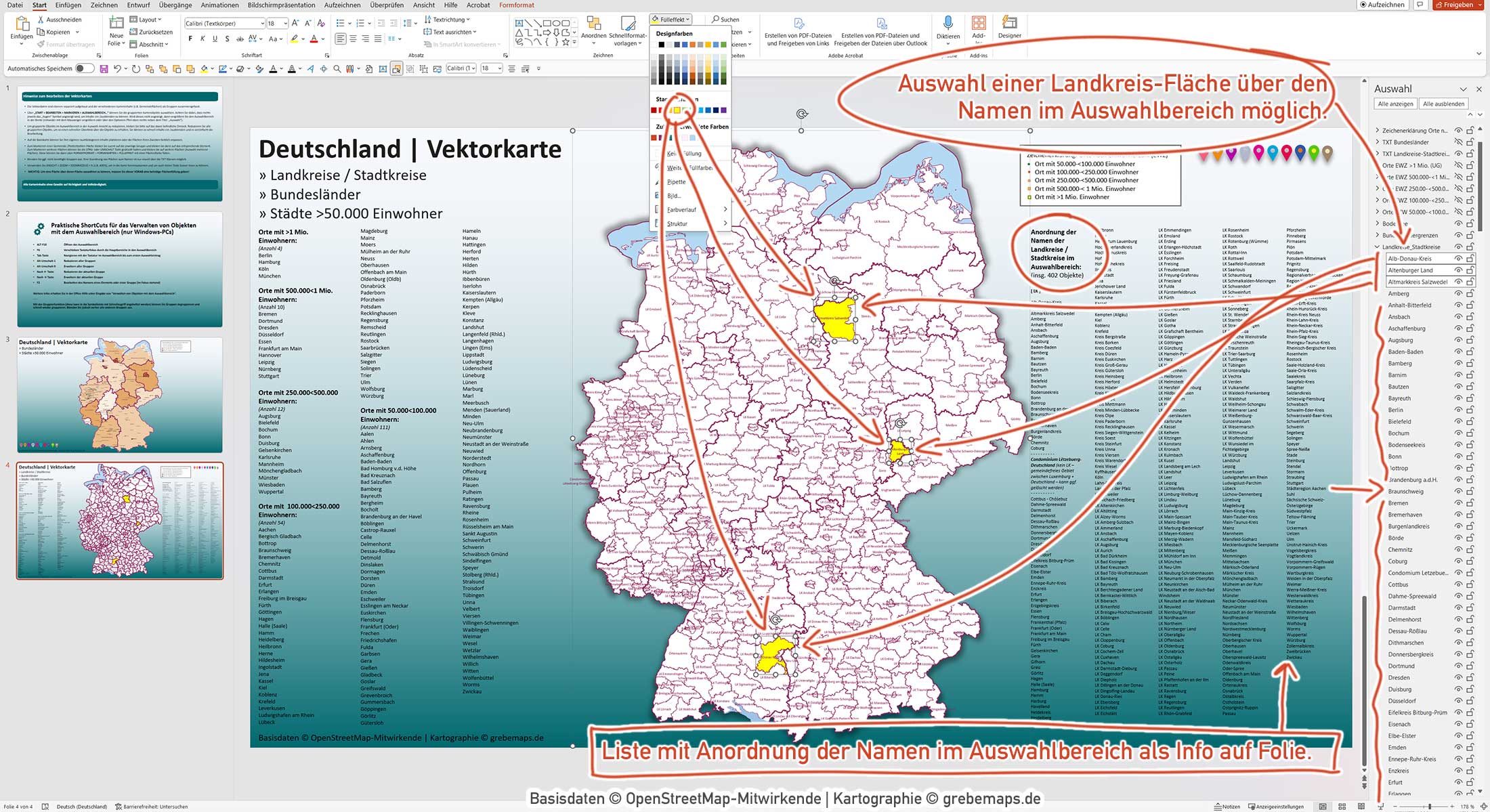 PowerPoint-Karte Deutschland Landkreise Bundesländer Städte>50K Landkarte Vektorkarte (7 MB) – Bild 4