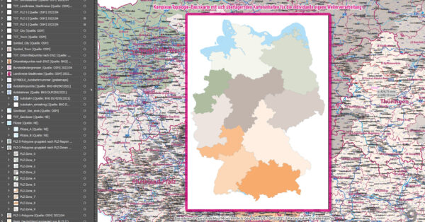 Deutschland Postleitzahlen Karte PLZ-1-2-5 (1-/2-/5-stellig) mit Landkreisen Ortsmittelpunkten Autobahnen Vektorkarte (2022/23) [Digital] – Bild 11