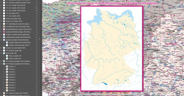 Deutschland Postleitzahlen Karte PLZ-1-2-5 (1-/2-/5-stellig) mit Landkreisen Ortsmittelpunkten Autobahnen Vektorkarte (2022/23) [Digital] – Bild 14