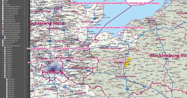 Deutschland Postleitzahlen Karte PLZ-1-2-5 (1-/2-/5-stellig) mit Landkreisen Ortsmittelpunkten Autobahnen Vektorkarte (2022/23) [Digital] – Bild 7