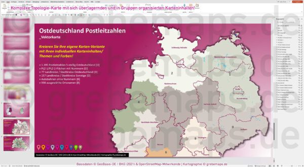 PowerPoint-Karte Ostdeutschland Postleitzahlen PLZ 5-stellig mit Landkreisen - Brandenburg-Berlin Sachsen Sachsen/-Anhalt Mecklenburg-Vorpommern Thüringen Vektorkarte [Digital] – Bild 8