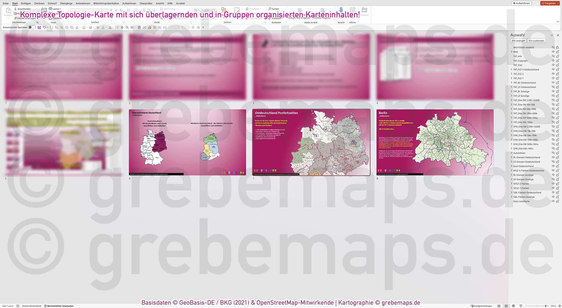 PowerPoint-Karte Ostdeutschland Postleitzahlen PLZ 5-stellig mit Landkreisen - Brandenburg-Berlin Sachsen Sachsen/-Anhalt Mecklenburg-Vorpommern Thüringen Vektorkarte [Digital] – Bild 5