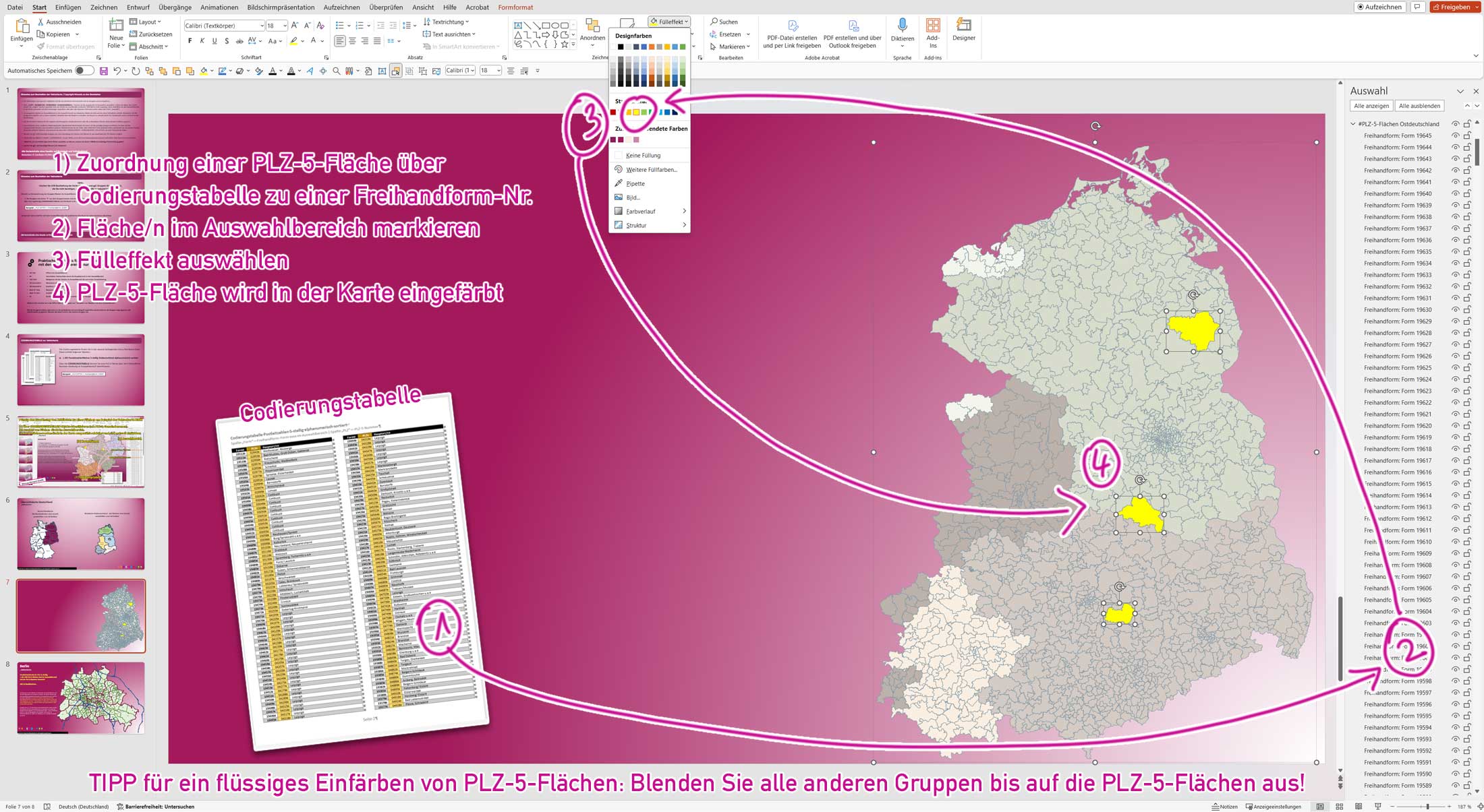 PowerPoint-Karte Ostdeutschland Postleitzahlen PLZ 5-stellig mit Landkreisen - Brandenburg-Berlin Sachsen Sachsen/-Anhalt Mecklenburg-Vorpommern Thüringen Vektorkarte [Digital] – Bild 4