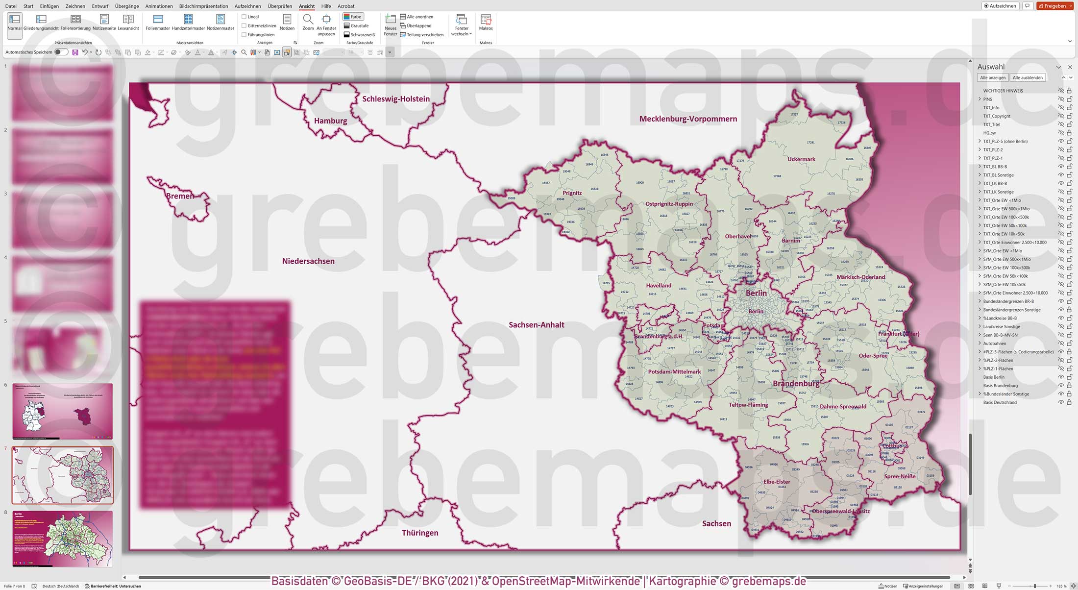 PowerPoint-Karte Berlin-Brandenburg Postleitzahlen PLZ-5 Landkreise / Basiskarte aus Vektordaten einfärbbar bearbeitbar [Digital] – Bild 10