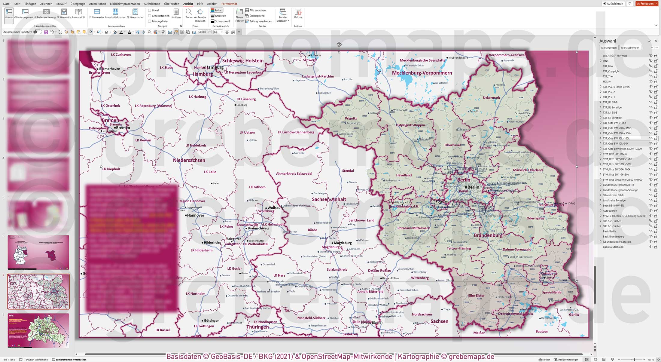 PowerPoint-Karte Berlin-Brandenburg Postleitzahlen PLZ-5 Landkreise / Basiskarte aus Vektordaten einfärbbar bearbeitbar [Digital] – Bild 12