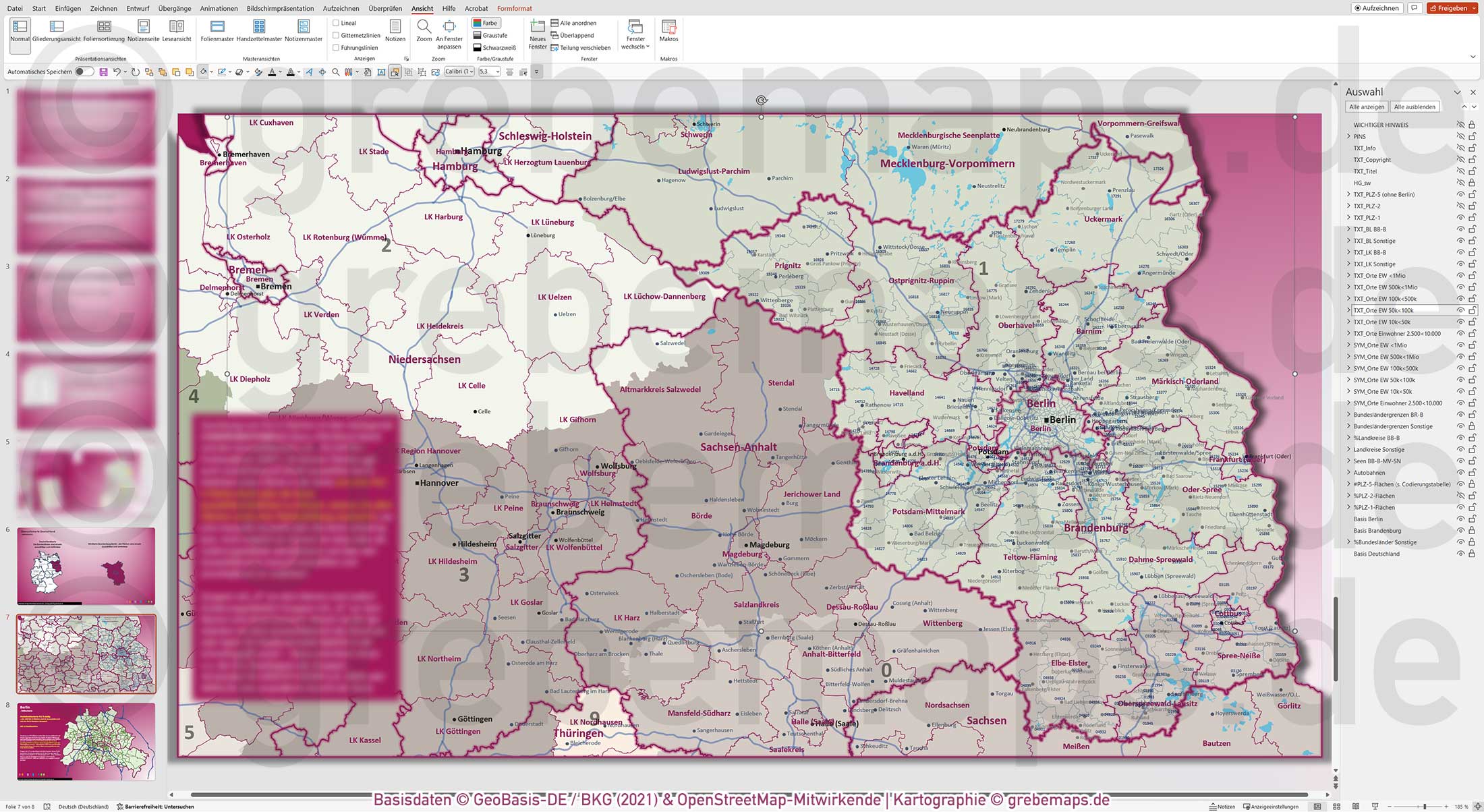 PowerPoint-Karte Berlin-Brandenburg Postleitzahlen PLZ-5 Landkreise / Basiskarte aus Vektordaten einfärbbar bearbeitbar [Digital] – Bild 13
